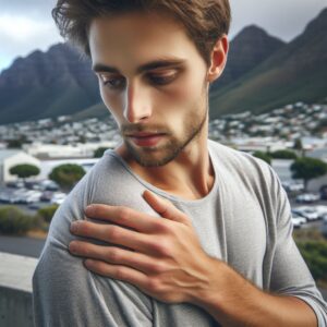 orthopaedic care - patient gently moving their shoulder