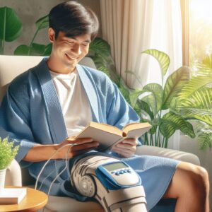 orthopaedic care patient using a TENS machine Dr. CL Steyn Inc Shoulder, Hip & Knee Surgeon Cape Town