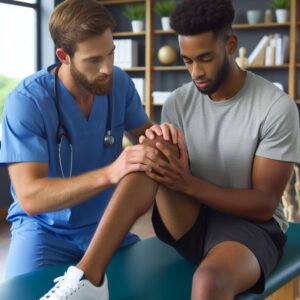 orthopaedic care - physiotherapist assisting a patient with prescribed exercises