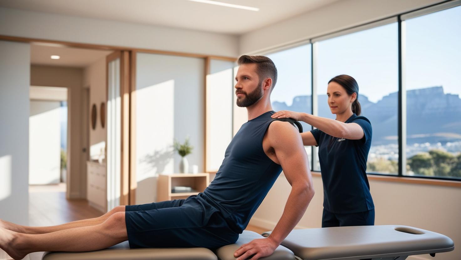 patient undergoing physical therapy after shoulder surgery