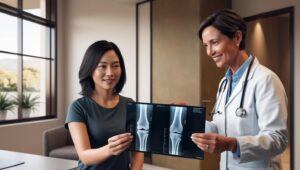 orthopaedic surgery - patient discussing knee treatment options with an orthopedic surgeon