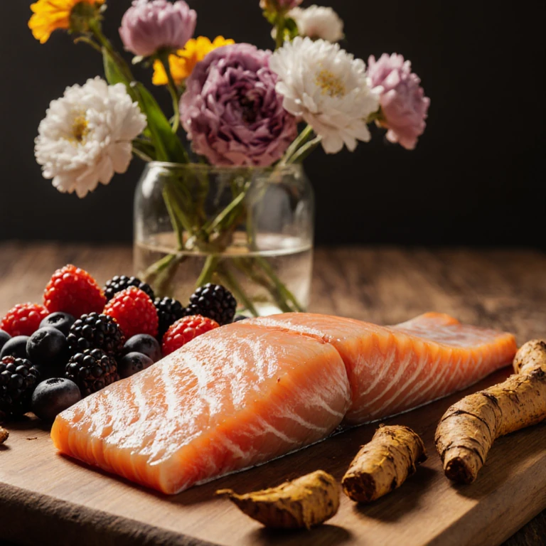 knee and hip pain - anti-inflammatory foods on a wooden table