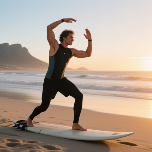 orthopaedic surgeon tips - surfer warming up on the beach