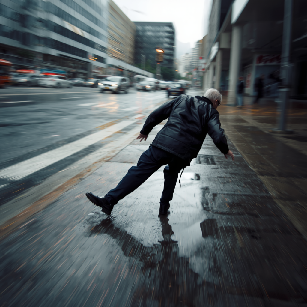 orthopaedic surgeon - person slipping on a wet pavement