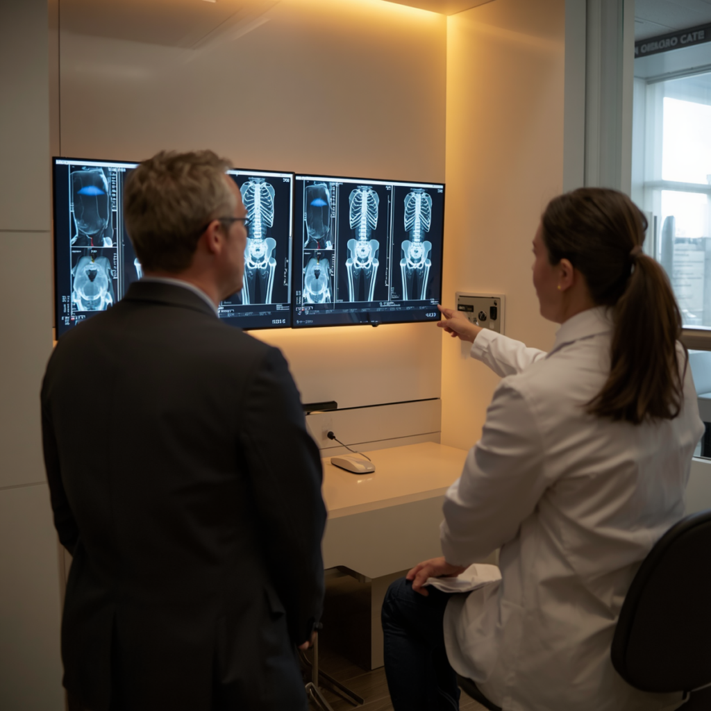 patient consulting with a hip specialist