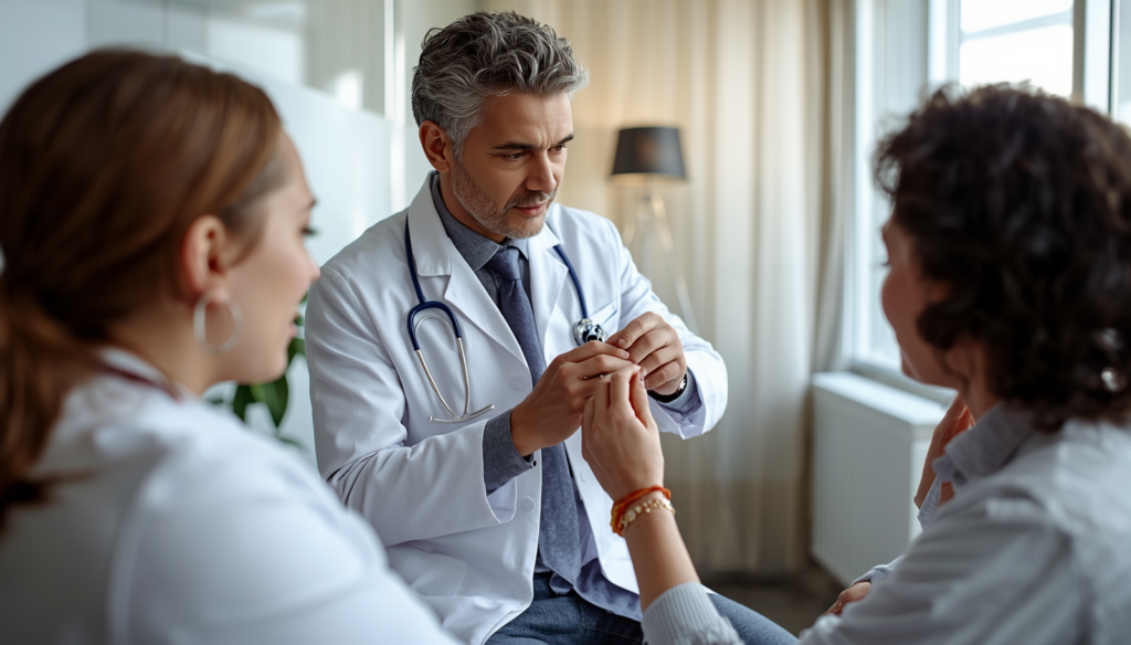 shoulder specialist explaining shoulder anatomy to a patient