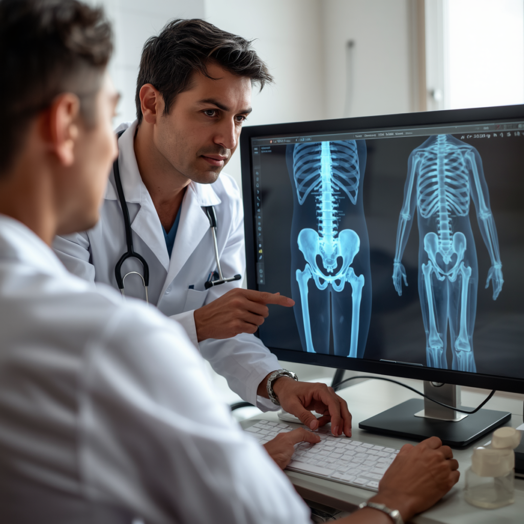 hip specialist explaining hip joint treatment options