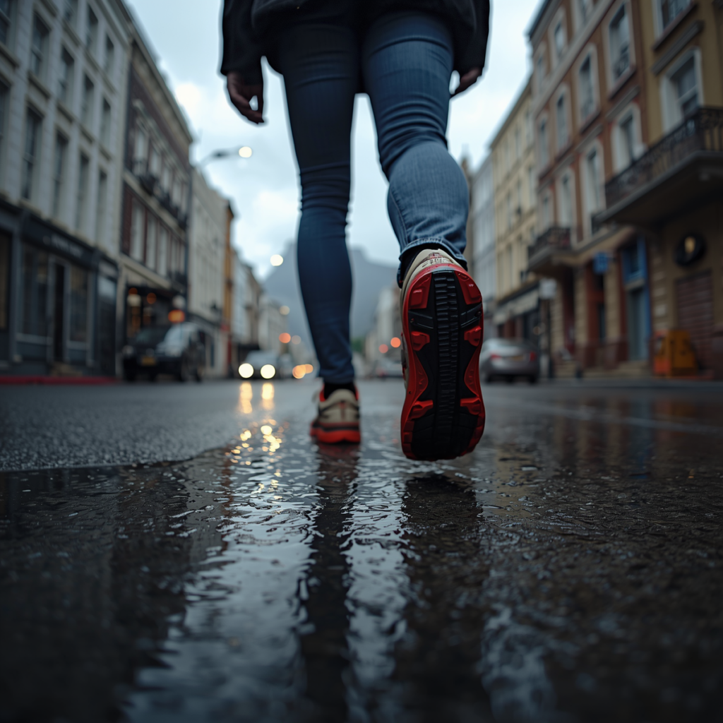 orthopaedic surgeon - walking confidently on a rainy street